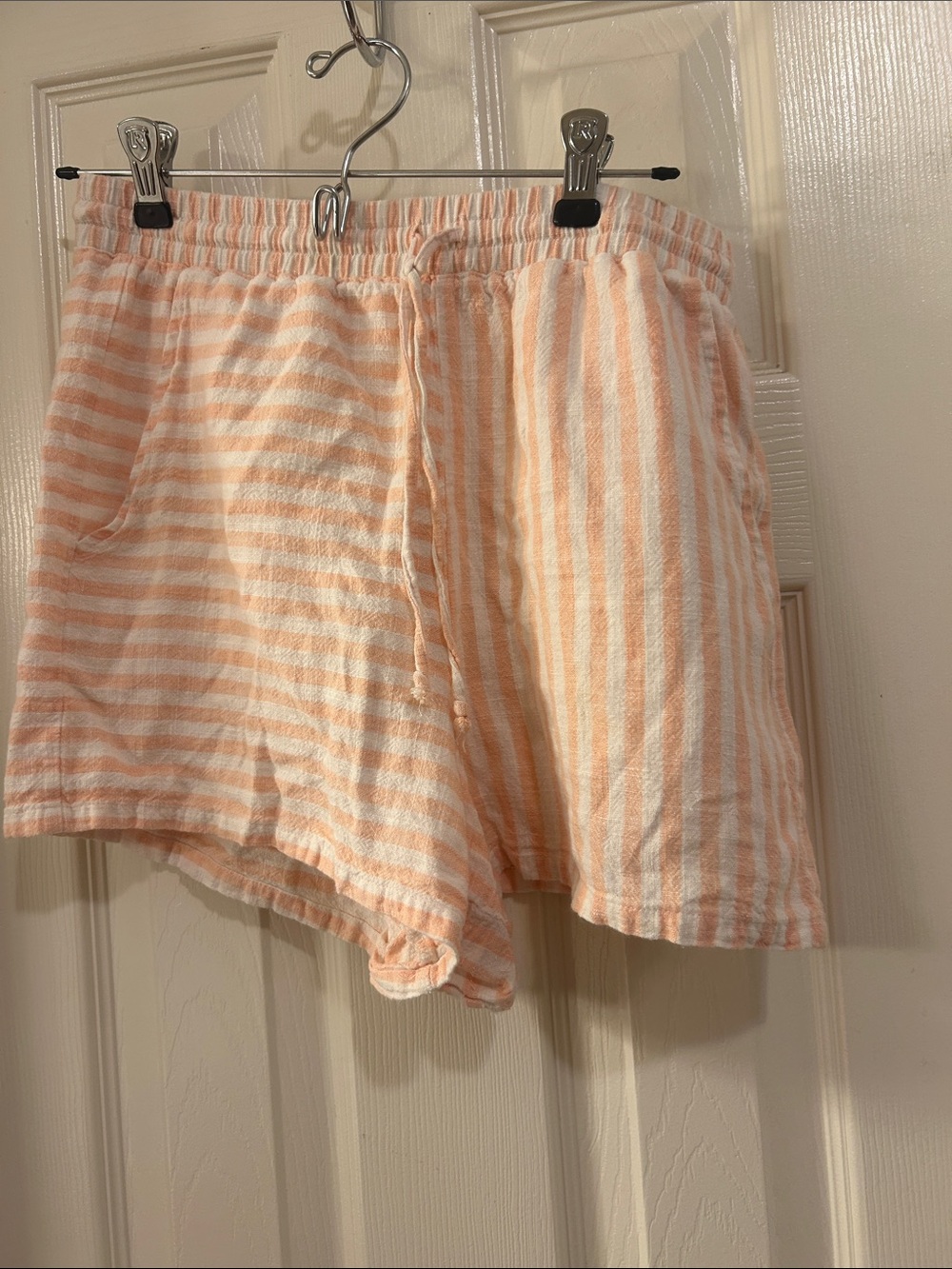 Striped Peach & White Lounge Shorts